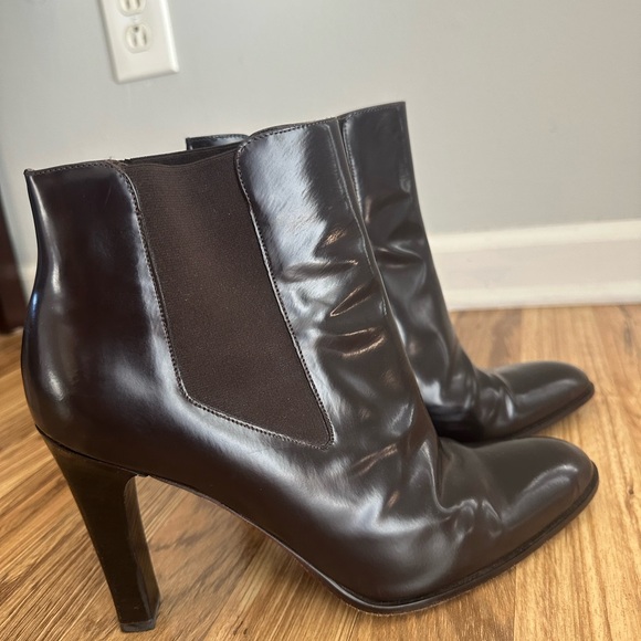 Via Spiga Almond Toe Bootie, Brown Leather, 4" Heel, Sz 10 M Made In Italy - Picture 4 of 11